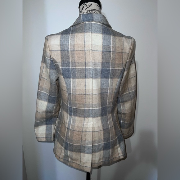 VTG 70s Jr. Things Plaid Wool Blend Blazer ILGWU Made in USA Academic Boho - Picture 5 of 14